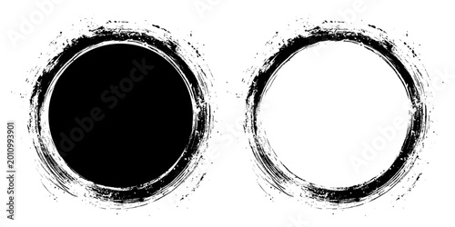 Grungy Black Stamp and Ink Seal Elements on White Background. 