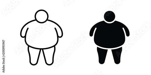 Tableau sur toile Obesity icon thin line and black silhouette flat style