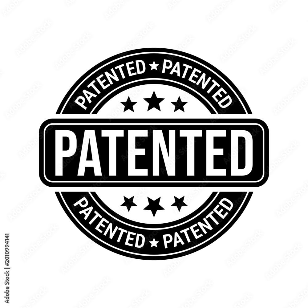 Fototapeta premium Patented Protected, Technology, Intellectual Property, Patent Applied logo, badge, icon, sticker, label, emblem, stamp, symbol, black, line circle, flat vector, isolated illustration.