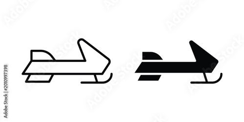 Foto Snowmobile icon thin line and black silhouette flat style