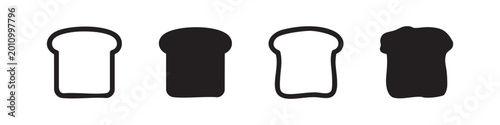 Bild auf Leinwand Slice of Toast Bread and Bakery Breakfast Food Icon Set