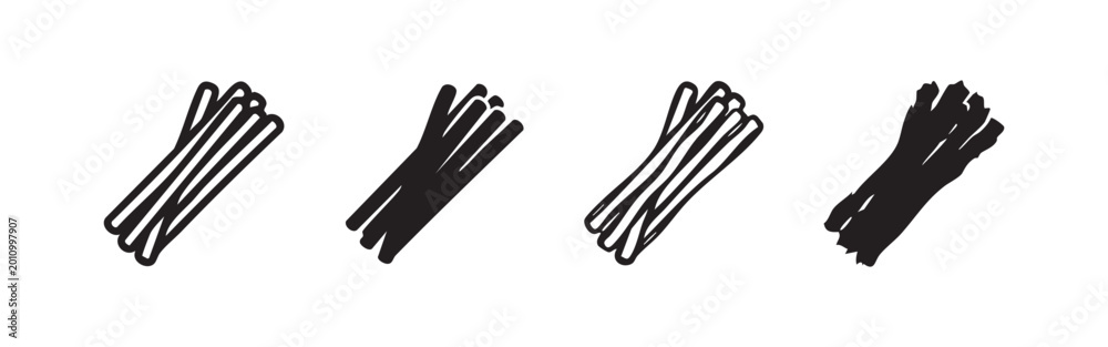 Obraz premium Asparagus or Green Onion Icons for Cooking and Vegetable Ingredients