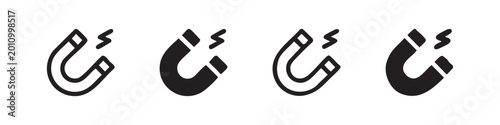 Tableau sur toile Horseshoe Magnet Icon Set in Four Different Styles