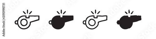 Tableau sur toile Referee Whistle Icon Set Sports Coach and Umpire Tool Illustration