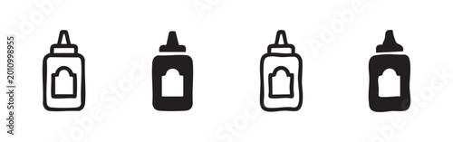 Εκτύπωση καμβά Set of 4 condiment bottle icons, for sauce or dressing
