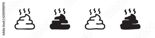 Photos Set of 4 poop icons, representing excrement with steam