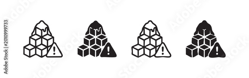 Valokuva Sugar Warning Icon Set Highlighting Health Risks and Diabetes Prevention
