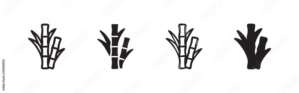 Obraz premium Set of four bamboo icons in different styles