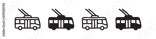 Obraz na plátně Simple icons of trolleybuses in outline and filled styles