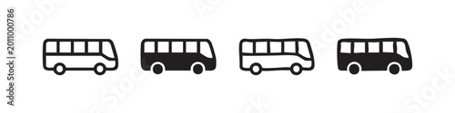 Tableau sur toile Simple icons of minibuses in outline and filled styles