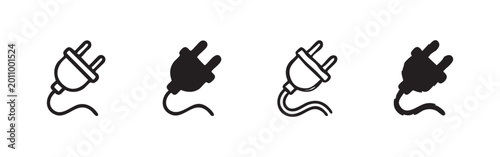 Obraz na plátně Electric Power Plug Icons in Four Artistic Variations for Energy and Technology