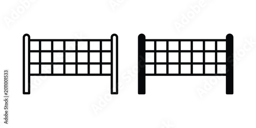 Obraz na płótnie Volleyball net icon thin line and black silhouette flat style