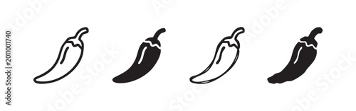 Canvastavla Hot Chili Pepper Spicy Food Icon Set