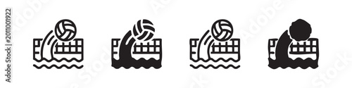 Foto Water Polo Volleyball Icon Set - Swimming Pool Sport Symbols