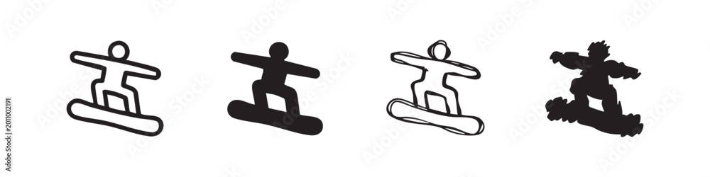 Fototapeta premium Snowboarding Icon Set Representing Winter Sports and Action Activities