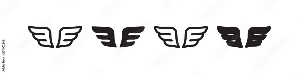 Obraz premium Wing Icon Set Representing Flight Freedom and Symbolic Power