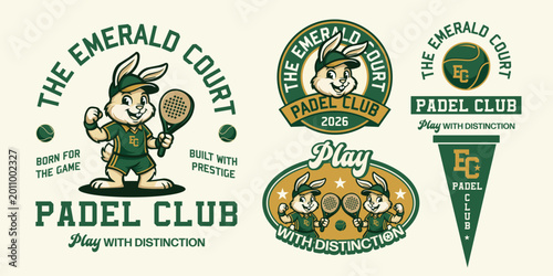 retro-padel-club-branding-rabbit-mascot-logo-collection