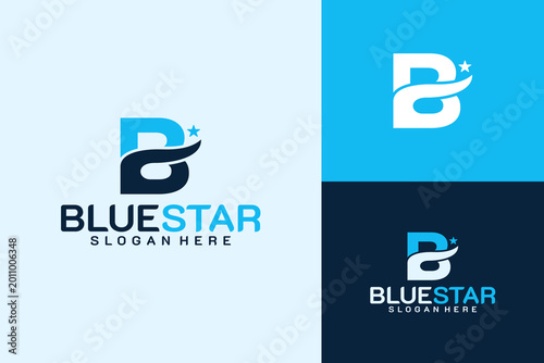 Blue Star Letter B Logo Design