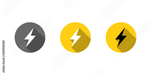 Free Download Lightning icon with long shadow. Electric energy symbol. Electrical supply and high voltage sign - GFXLoad