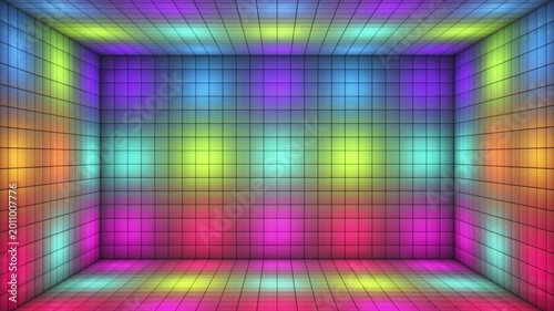 Broadcast Switching Hi-Tech Illuminated Cubes Room Stage, Multi Color, Events, 3D, Loopable, 4K
