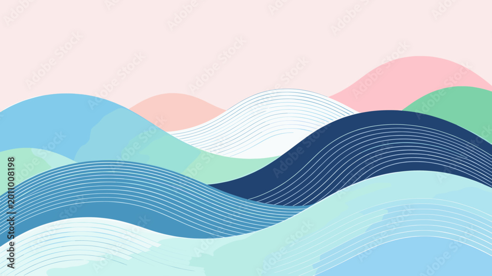 Fototapeta premium A clean and modern blue abstract background with flowing curved lines, perfect for corporate presentations and website headers.