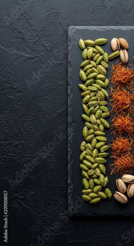 Variety of coffee beans on tray.