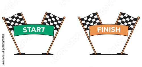 Tableau sur toile Race start and finish line banner flag racing track competition symbol vector il
