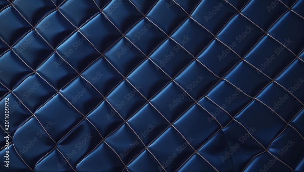 Fototapeta premium Deep blue diamond quilted upholstery texture background