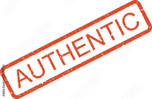 Tablou pe pânză Grunge red AUTHENTIC stamp text with a clear rectangular border signifying genui