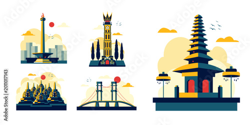 Canvastavla Indonesia Landmarks Illustration
