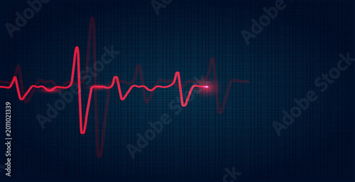 Cardiology concept with pulse rate diagram. Medical background with heart cardiogram.