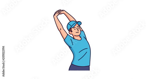 Fotografi Young man stretching his arms up.