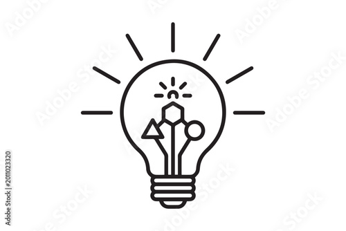 Creative Idea Lightbulb Icon with Geometric Shapes for Innovation Concept Design