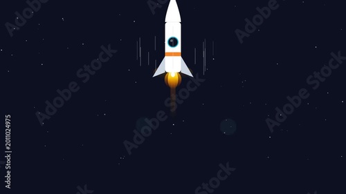 Startup Rocket Launch Flat Animation 4K