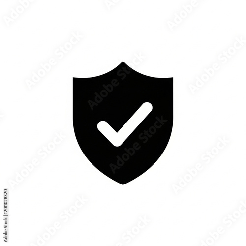 Black Shield Checkmark Icon for Security and Approval