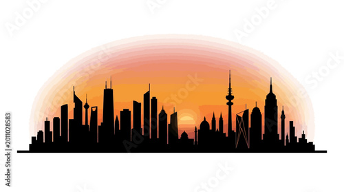 Photography City skyline, urban landscape, silhouette, sunset, Toronto isolated on White Bac