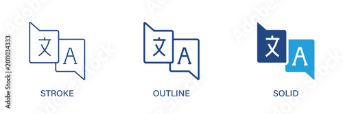 Foto Language icon with editable stroke, outline and solid styles