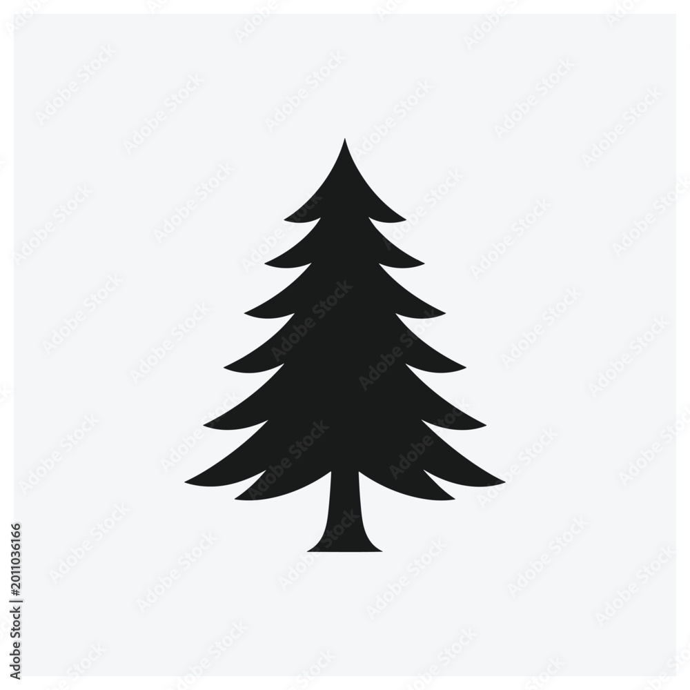 Obraz premium Minimal black silhouette of a pine or fir tree