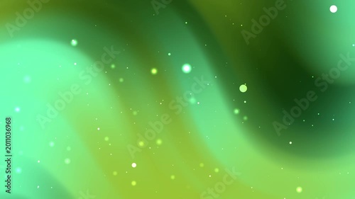 Abstract Fresh Green and Blue Gradient Background with Fluid Waves and Golden Light