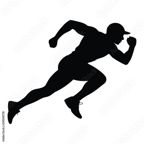 Sprint Runner Speed Athletic Performance Vector, Silhouette, Illustration