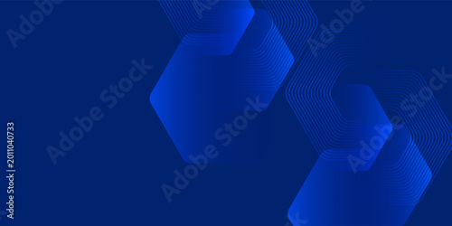 Abstract technology concept with glowing geometric structures and blue gradient hexagon design, suitable for science and innovation themes.