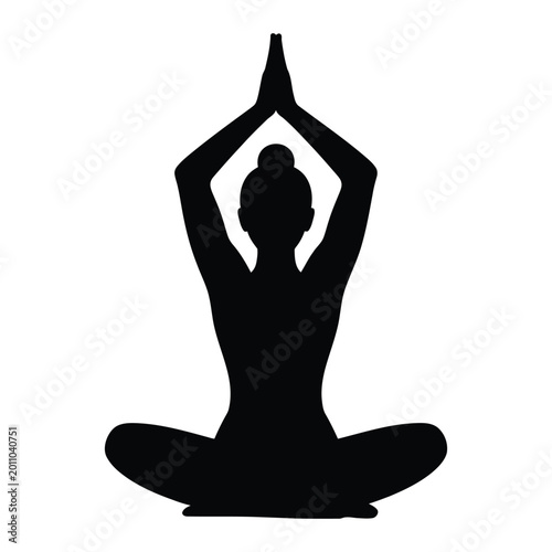 Yoga Practice Mindfulness Healthy Lifestyle Vector, Silhouette, Illustration