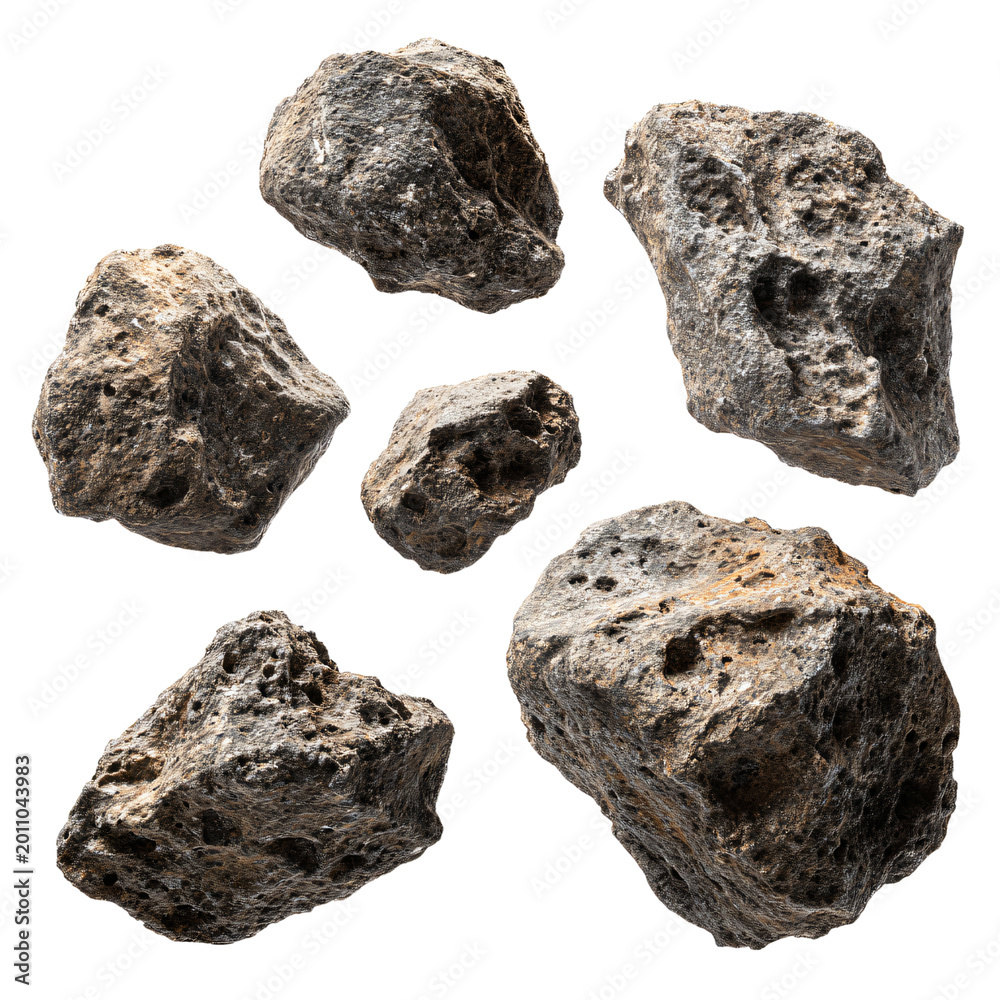 Fototapeta premium Professional Collection of Asteroid Images on Transparent Background