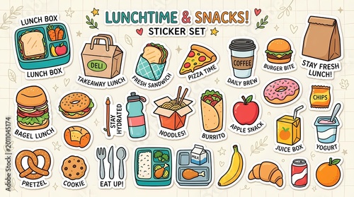 Lunch and snack stickers set