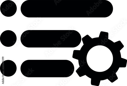 Menu list button with gear icon