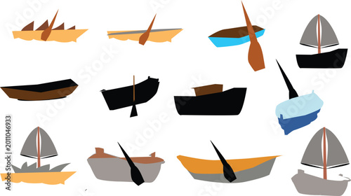Fotografía collection of sailboats and rowboats in various colors