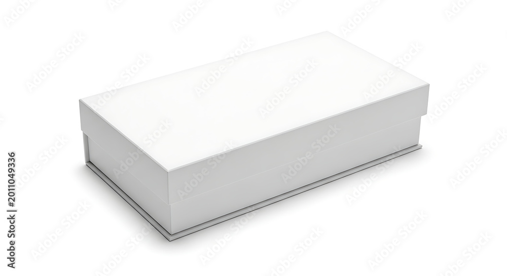 Fototapeta premium White Rectangular Box with Lid on White Background