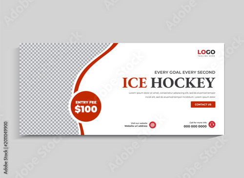 Photography Hockey Tournament Social Media Facebook Cover Banner Template