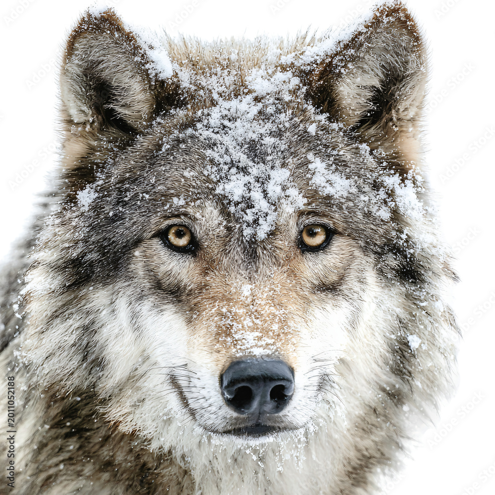 Fototapeta premium Close-up Wolf Snow Face Winter Generative Image