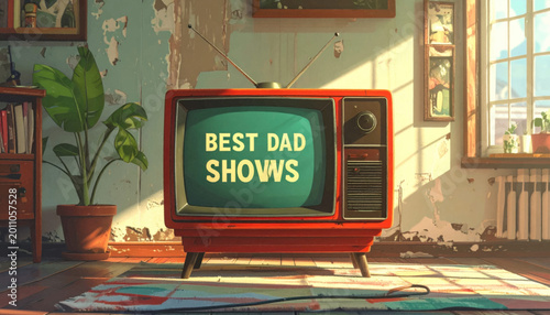 Konstfotografi Vintage Television Set with Best Dad Shows Display.